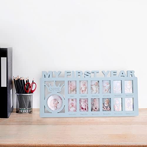 Newborn Photo Frame Kit with 12 Month Growth Frames Blue