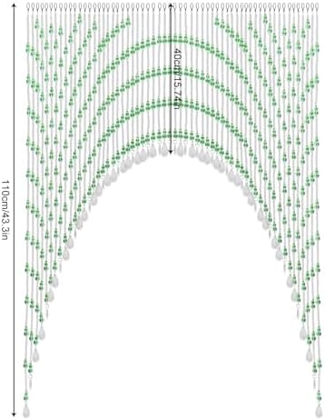 Green Beaded Curtain for Doorway and Window with Stainless Steel Strings