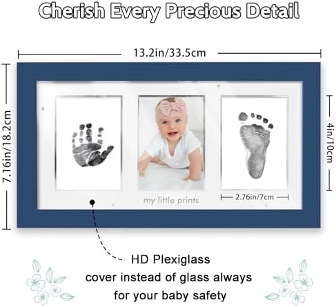 Baby Handprint Frame with Inkless Stamps Blue