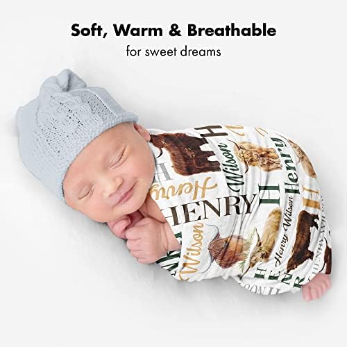 Personalized Cow Print Baby Blanket with Name