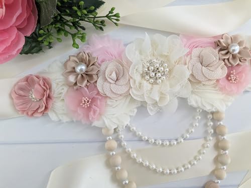 Blush Pink Baby Girl Bump Sash for Mom to Be