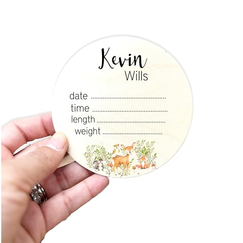 Woodland Baby Name Sign with Deer Fox Design
