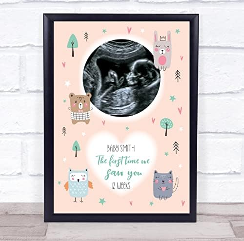 Baby Pregnancy Scan Picture Peach Animals Keepsake Frame
