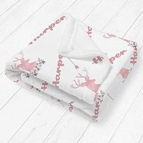 Personalized Baby Deer Blanket for Girls with Name