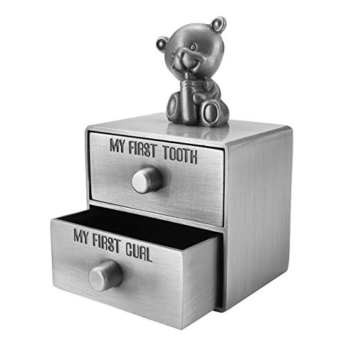 Mogoko Silver Tooth Box Baby First Tooth and Curl Keepsake Box Set