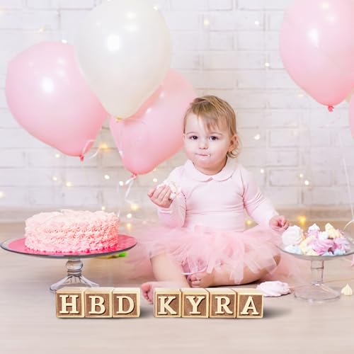 Zempfoal Custom Wooden Name Sign - 8-Letter Baby Blocks with 78 Alphabet Letters