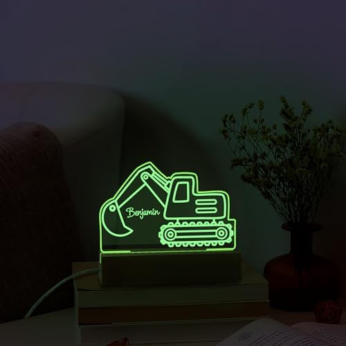 Custom Excavator LED Acrylic Plaque Night Light