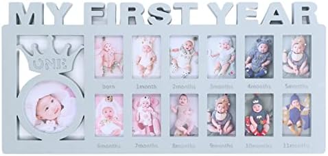 Newborn Photo Frame Kit with 12 Month Growth Frames Blue