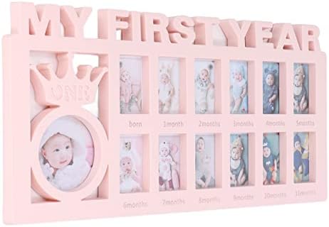 Baby Picture Frame for First Twelve Months Milestones Pink