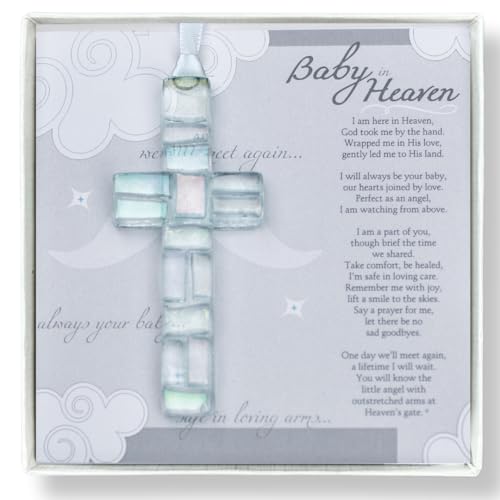 Baby in Heaven Clear Mosaic Handmade Cross - Infant Loss Sympathy Gift