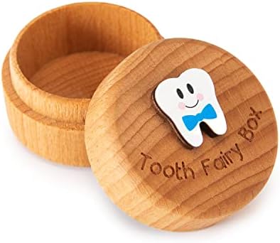 Tooth Fairy Box Wooden Cute 3D Tooth Box for Kids Blue