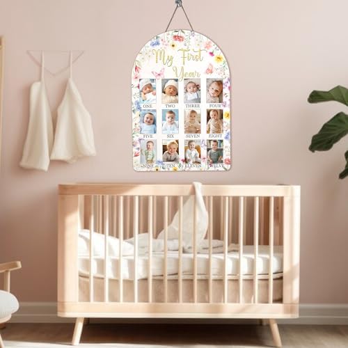 Wildflower Baby First Year Photo Frame Pink