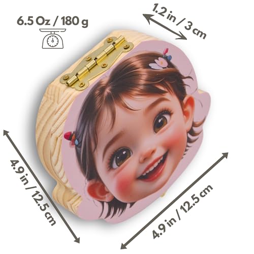 Personalized Wooden Baby Tooth Fairy Keepsake Box with Lanugo Bottle 1