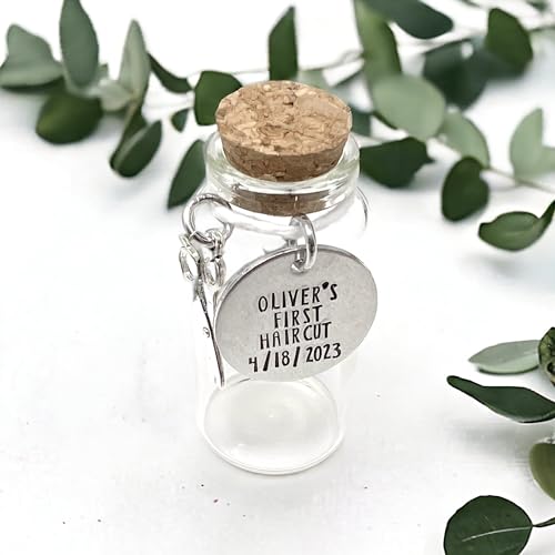 First Haircut Keepsake Jar with Date and Scissors Charm
