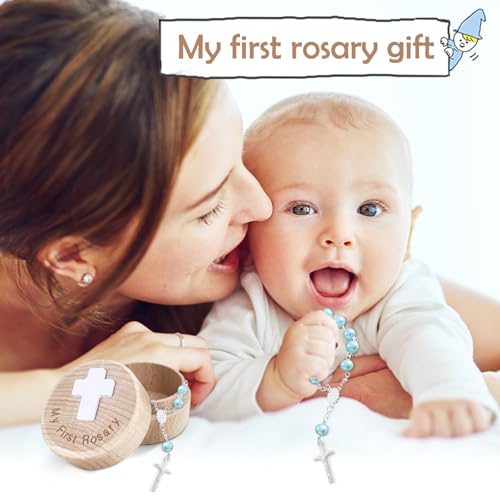 TBTFW My First Rosary Baptism Keepsake Box for Boys