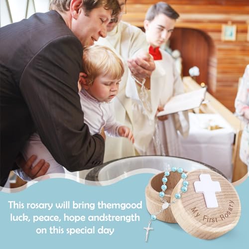 TBTFW My First Rosary Baptism Keepsake Box for Boys
