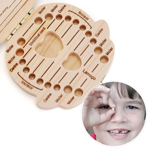 NASHRIO Baby Tooth Box Wooden Keepsake Organizer 1