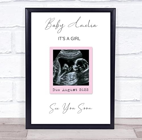 Baby Scan Picture Photo Pregnancy Gender Reveal Girl Frame