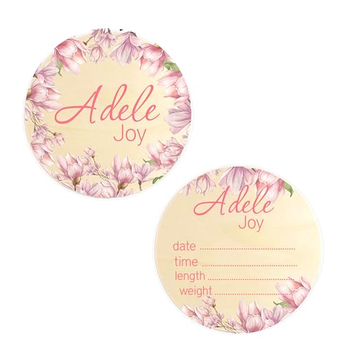 Peach Flowers Baby Name Reveal Sign Set of 2