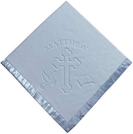 Custom Catch Personalized Baptism Baby Blanket for Boy - Blue 1 Text Line