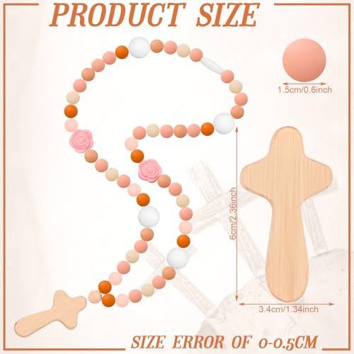 Misdary Baby Silicone Rosary Baptism Gift Pink Flowers 1