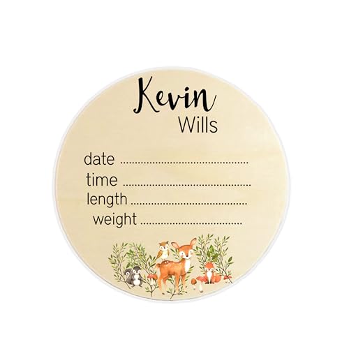 Woodland Baby Name Sign with Deer Fox Design