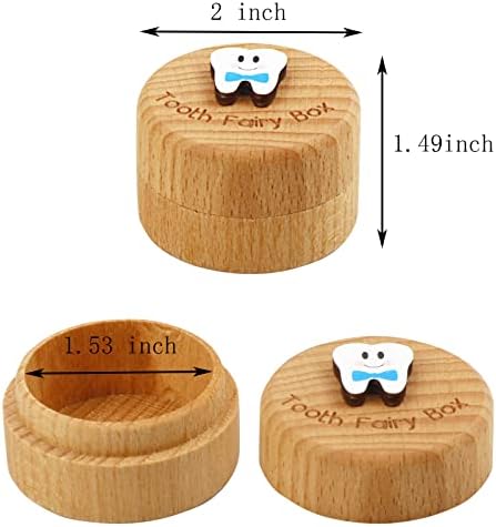 Tooth Fairy Box Wooden Cute 3D Tooth Box for Kids Blue