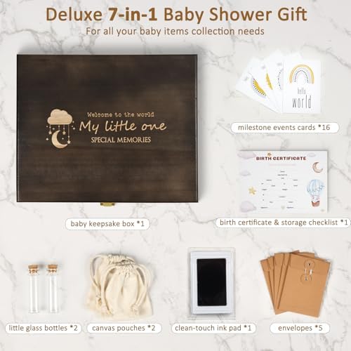 Shinlar Baby Keepsake Box with 6 Items - Newborn Memory Box