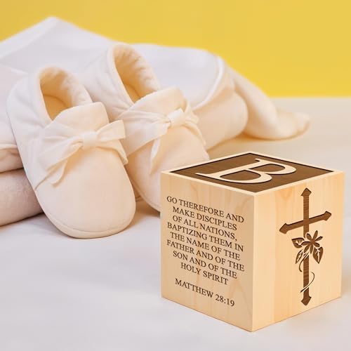 Custom Laser Engraved Baby Baptism Wood Block