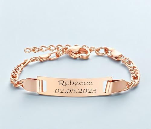 18K Gold Filled Baby ID Bracelet with Name and Date