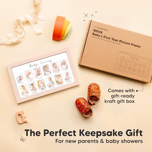 KeaBabies 12-Month Baby Photo Frame with Inkless Hand Footprint Kit