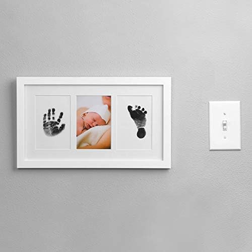 Green Pollywog Baby Handprint Footprint Kit with White Frame