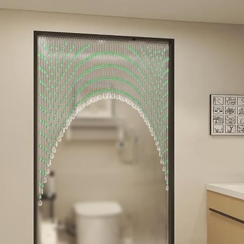 Green Beaded Curtain for Doorway and Window with Stainless Steel Strings