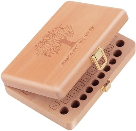 Yukidoke Wooden Baby Tooth Keepsake Box with Photo Frame