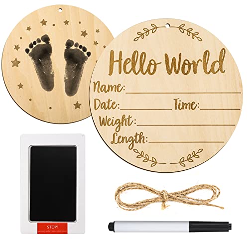 LUTER Baby Announcement Sign with Ink Pad and Handprint Space