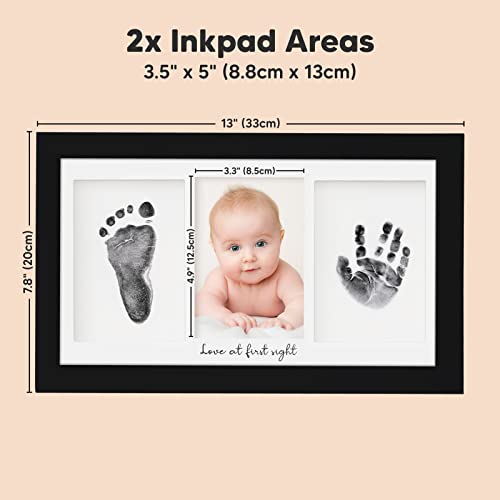 KeaBabies Inkless Hand Footprint Kit - No Mess Baby Keepsake Frame Onyx Black