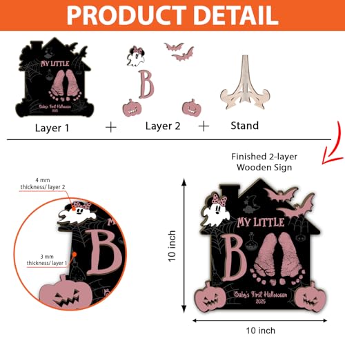 DIY Halloween Footprint Wooden Sign Baby Keepsake Decor