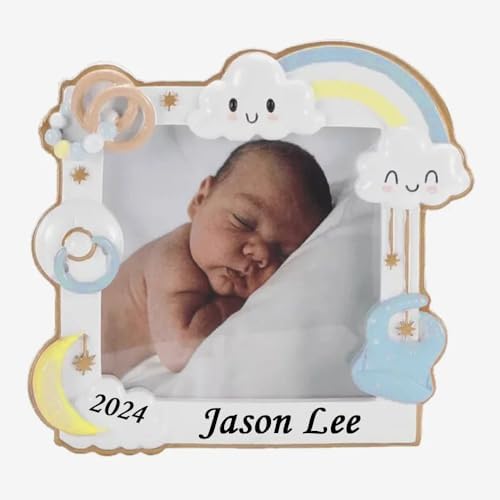 Baby Boy Christmas Ornament Personalized Keepsake Frame 1