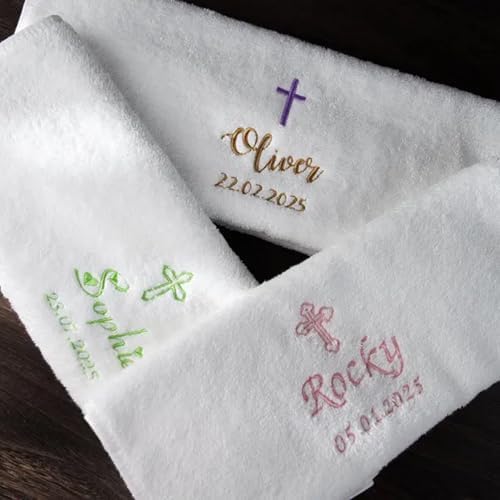 Personalized Baby Baptism Towel with Name and Date