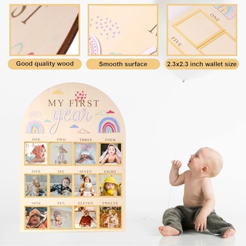 lasuroa Newborn Monthly Photo Frame 12 Months Baby Growth Board