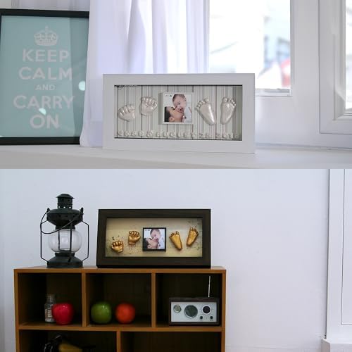 Love Moms Present Baby Hand Footprint Deluxe Casting Kit with Gold Frame