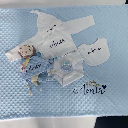 Personalized Baby Blanket for Boys with Name - Ultra Soft Minky Fleece