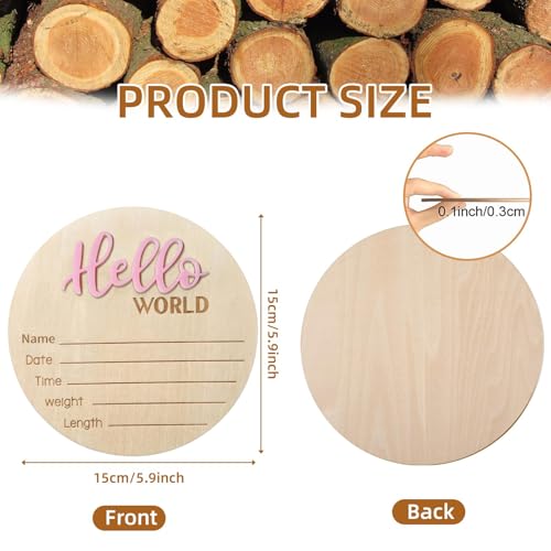 Baby Announcement Sign 59 Inch Wooden Hello World Personalized
