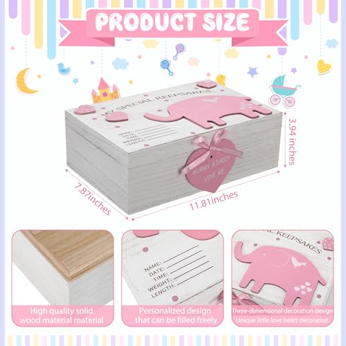Soaoo 3D Wooden Baby Keepsake Box Pink