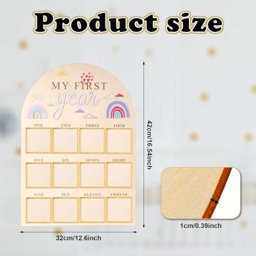 lasuroa Newborn Monthly Photo Frame 12 Months Baby Growth Board