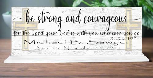Custom Baptism Plaque With Name and Date - Solid Wood Keepsake