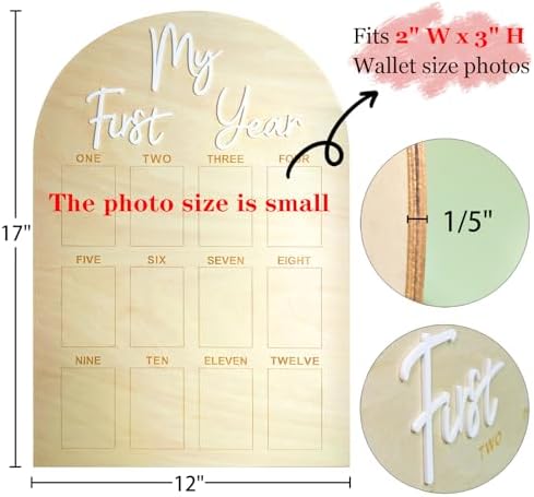 Hongpar One Year Birthday Wooden Photo Board