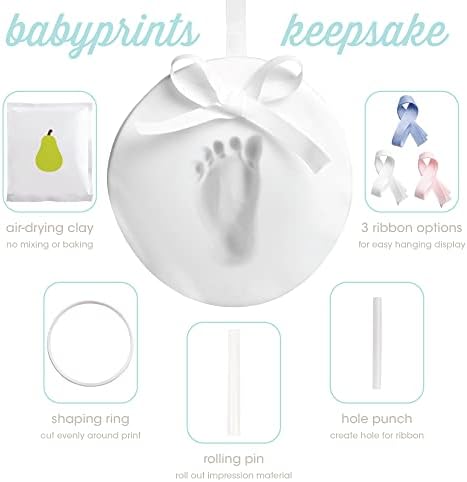 Pearhead Baby Handprint Footprint Kit with 3 Ribbons