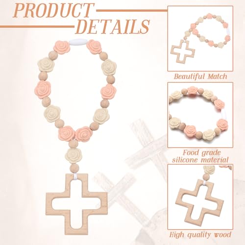 Landical Cross Baptism Silicone Rosary Baby Shower Gift