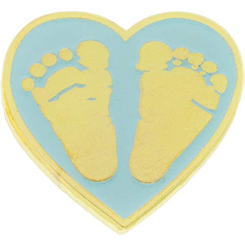 Sterling Gifts Its a Boy Blue Baby Feet Heart Announcement Pins